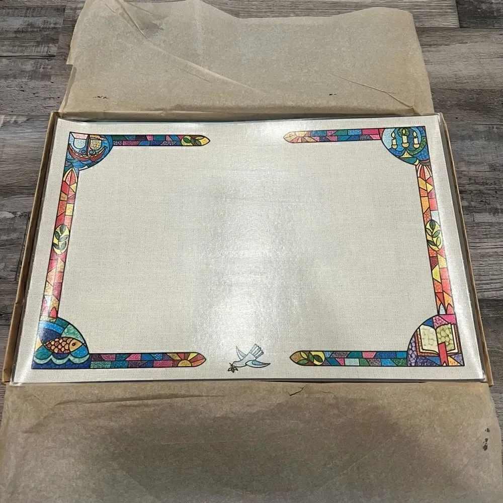 Set of 6 vintage permanent plastic coated inspirational placemats